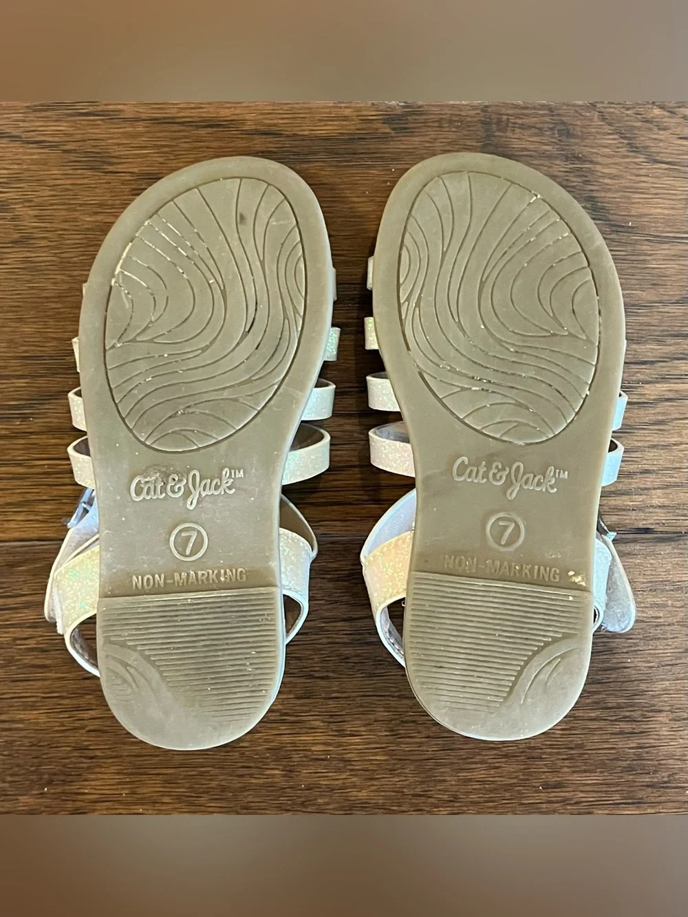 Adorable Cat & Jack Girls' Glitter White Strappy Sandals - Size 7